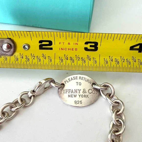 TIFFANY & Co. Return to Tiffany Oval Tag Sterling Silver Necklace 15''L - Picture 6 of 6